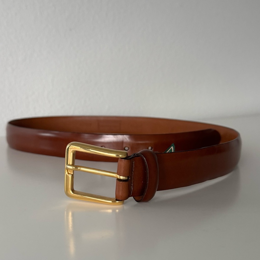 Cole Haan Classic Vintage Brown Leather Men’s Belt with Gold Buckle 36/90